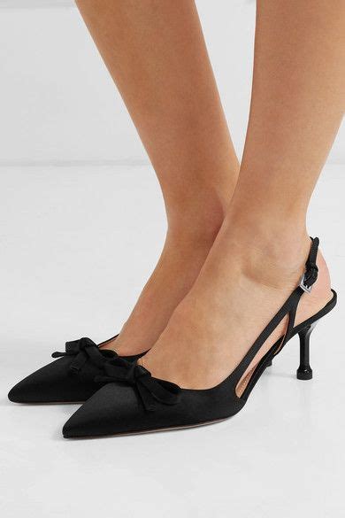 prada scarpa strech bianca impuntura|Black Satin Slingback Pumps .